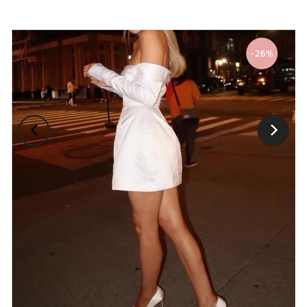 White strapless long sleeve dress